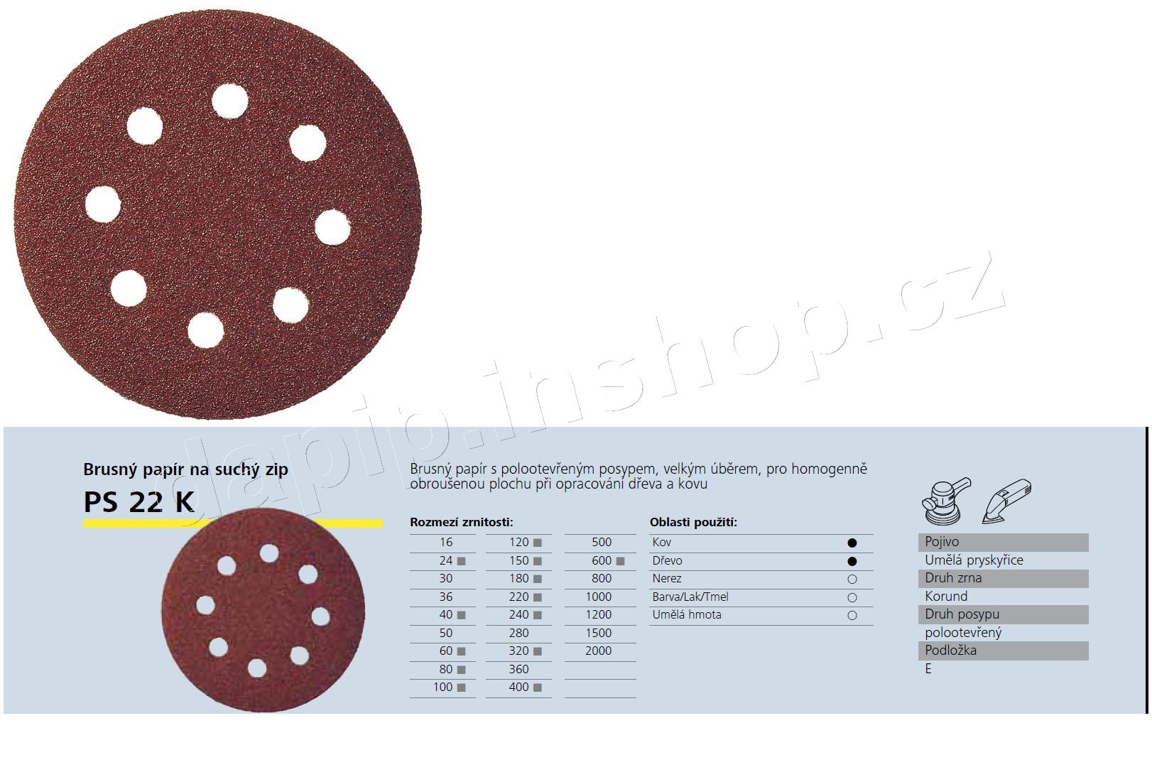 89486 - PS 22 K - KLINGSPOR - ( BALENÍ 50 KS )