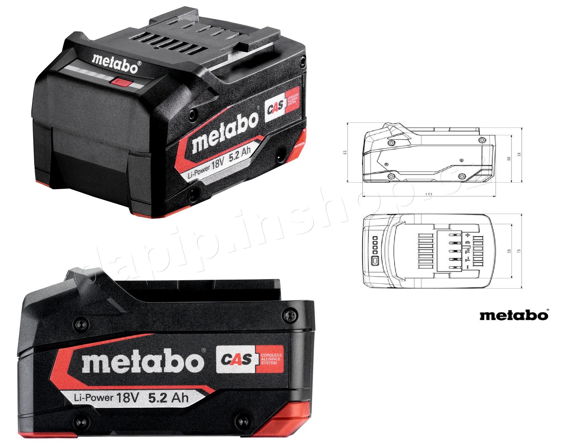 ND akumulator - 625028000 - Li-Ion - Li-Power - 18,0 V - 5,2 Ah - METABO