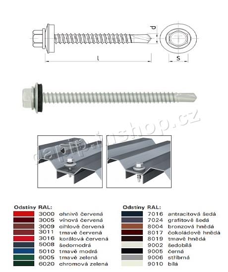 4,8*35 - RAL 8017 - BZN - ( OCEL podložka ) - ( BALENÍ 250 KS ) - RAWLPLUG