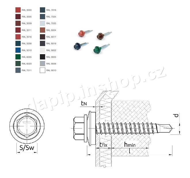 4,8*35 - RAL 8017 - ( FE podložka ) - ( BALENÍ 250 KS ) - RAWLPLUG