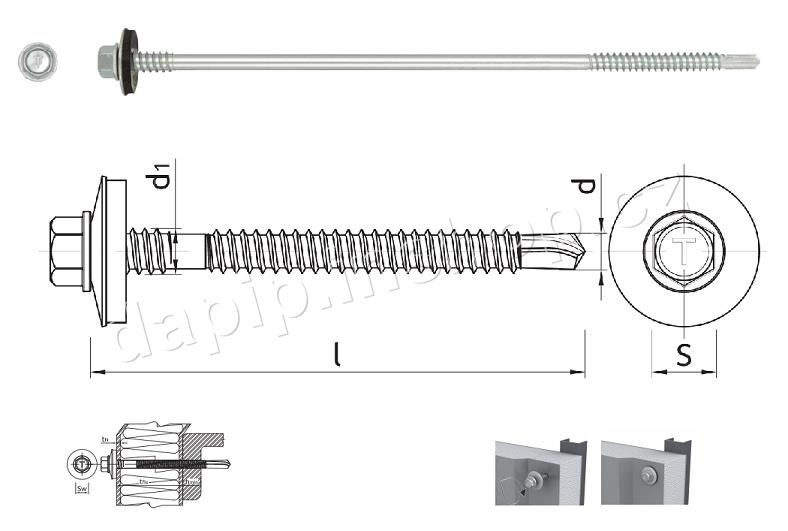 6,3/5,5x80 - BZN - ( AL podložka ) - ( BALENÍ 100 KS ) - RAWLPLUG
