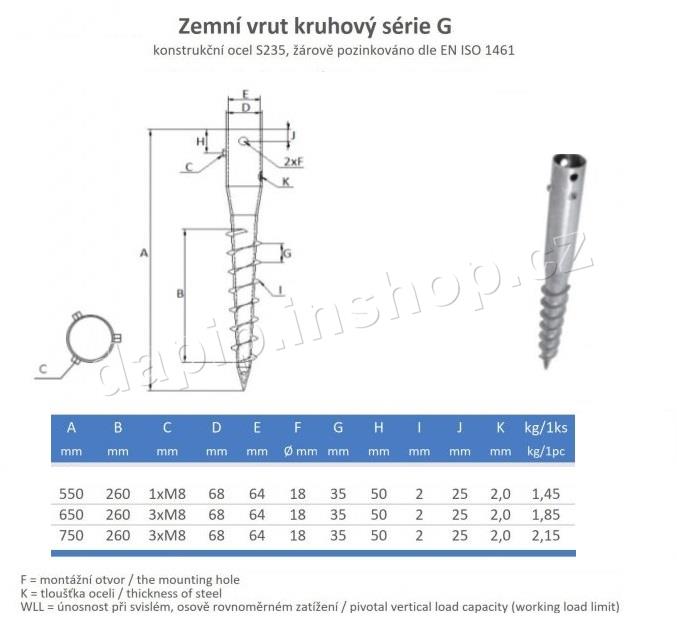 KSF G 68 x 900 - 3 * M8 - HOBBY - RŮZNÍ VÝROBCI
